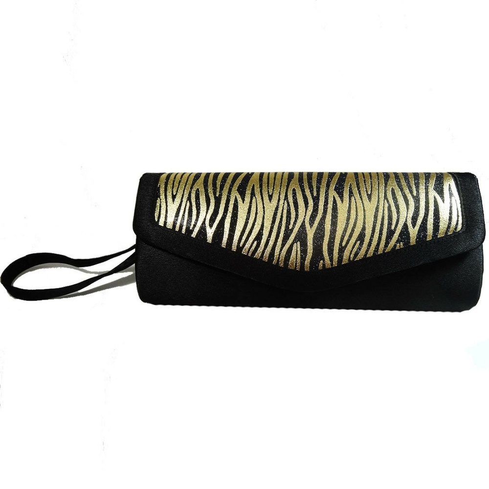 BIJOUX TERNER Black Sparkle Animal Print Evening